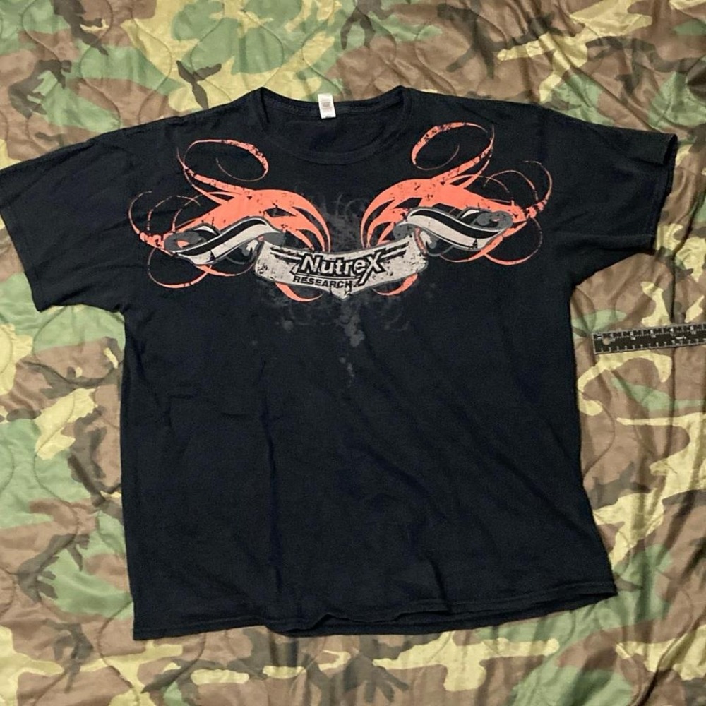 Nutrex research y2k double‎ sided wing graphic affliction style tee